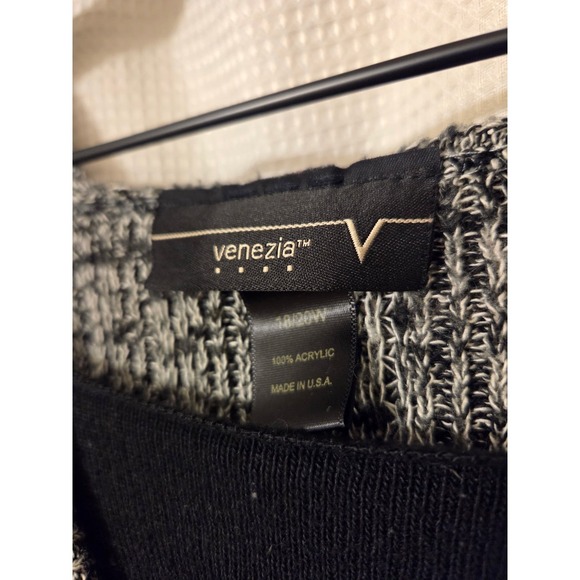 Venezia Gray Knit Hoodie Sweater V Neck Long‎ Sleeve Women's Plus Size 18/20W - Picture 2 of 6